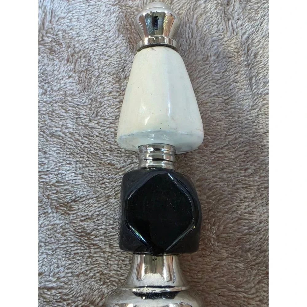 Modern Black and White Geometric Bead Silver Tone Wine Bottle Stopper Barware
